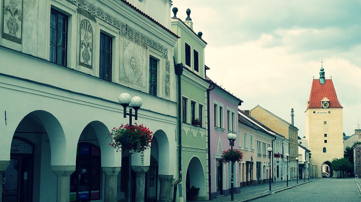 Pelhřimov, Palackého ulice s Dolní bránou